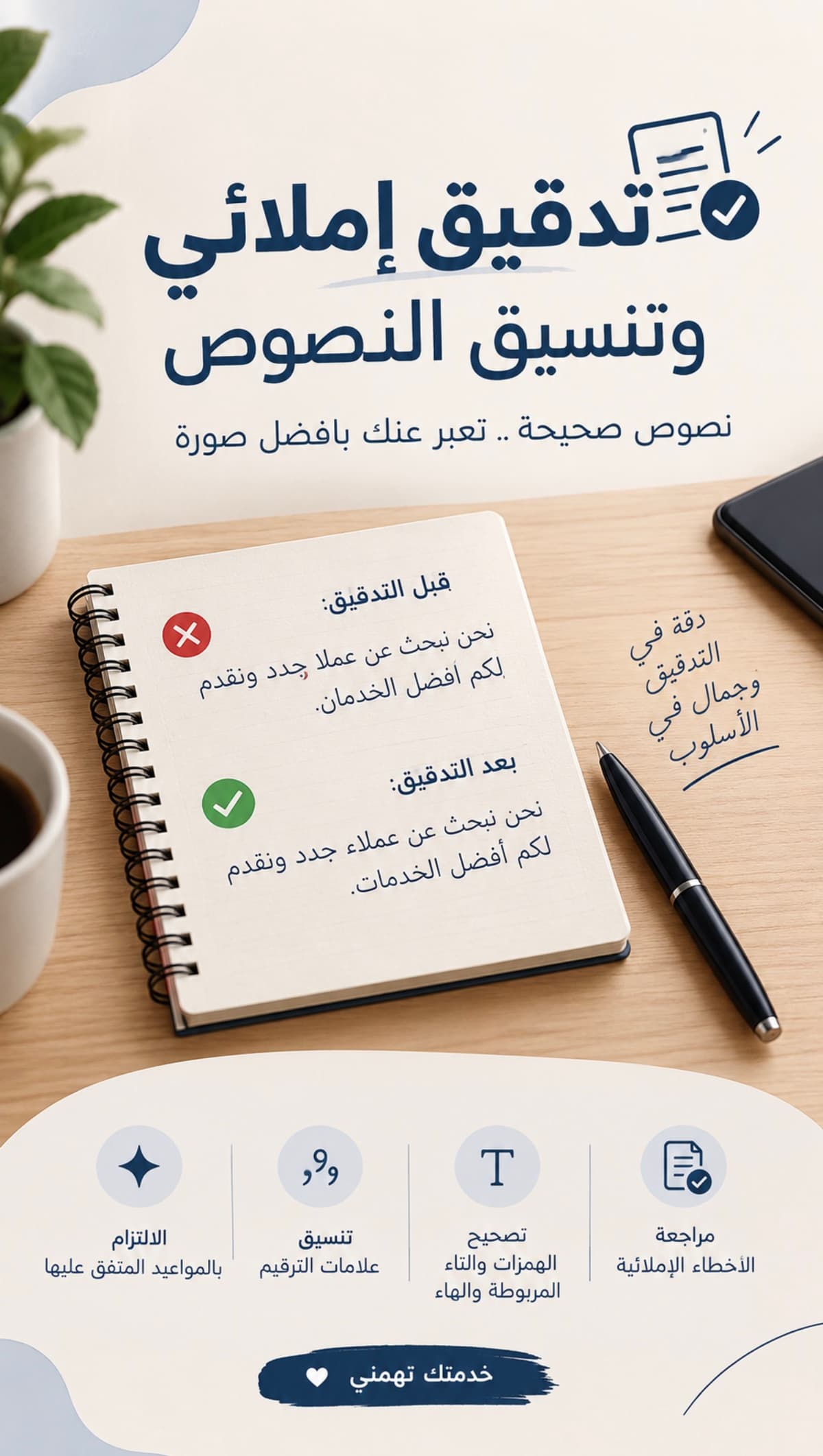 تدقيق إملائي وتصحيح النصوص